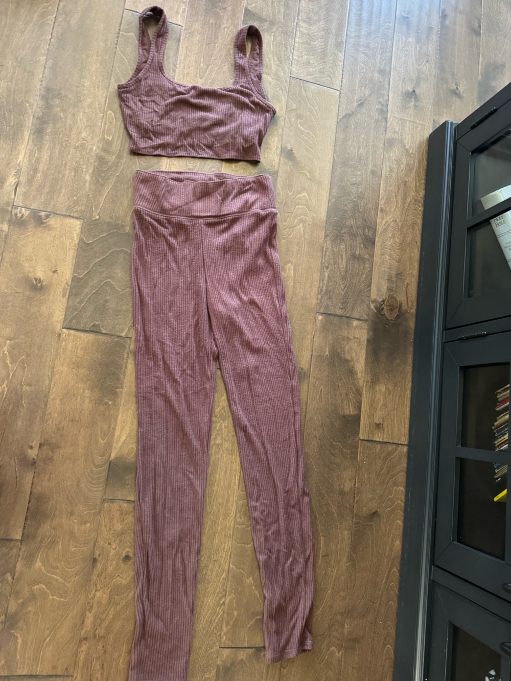 Abercrombie & Fitch Brown Ribbed Crop Lounge Set